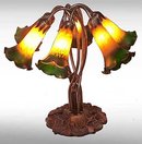 Glass Six Light Lily Flower Lamp