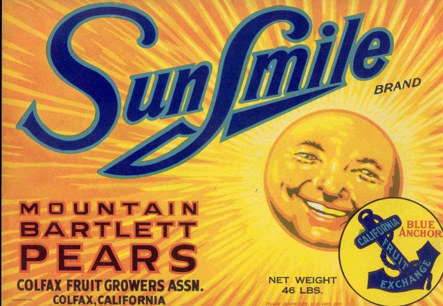 Sunsmile Mountain Bartlett Pears Crate Label