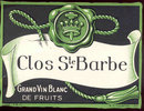 Clos Ste. Barbe Wine Label 1940s