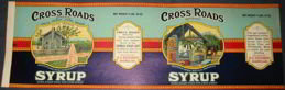 Huge Cross Roads Syrup Pail Label