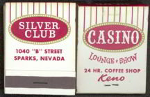 Silver Club Casino Matchbook 1963