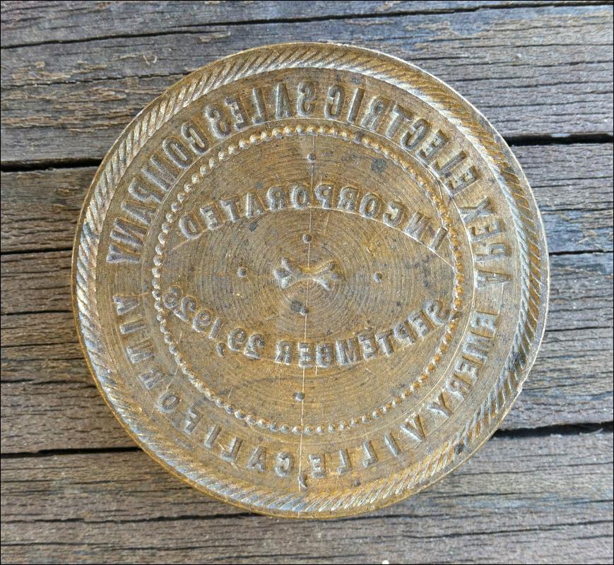 Apex Electric Brass Corporate Seal 1924