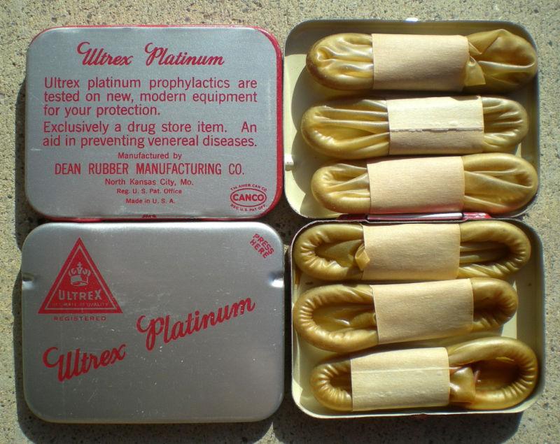 Peacock Ultrex Platinum Condom Rubbers Full Tin 1950s