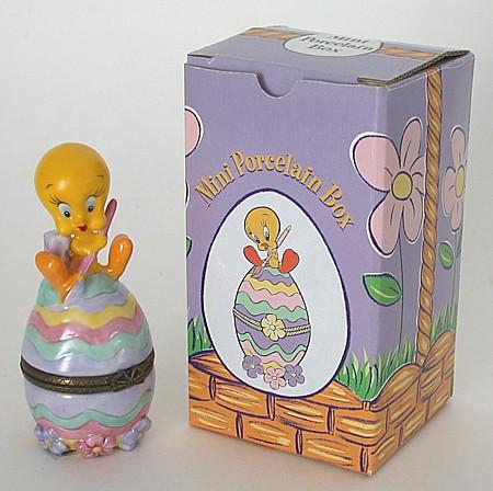 Porcelain Tweety Bird Storage Box Warner Bros. 1998