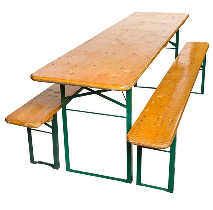 Antique German Wood Folded Beer Bench Trough Table