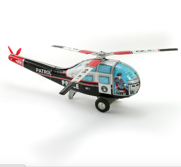 Tin Friction Toy Police Helicopter