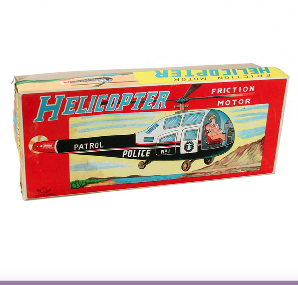Tin Friction Toy Police Helicopter