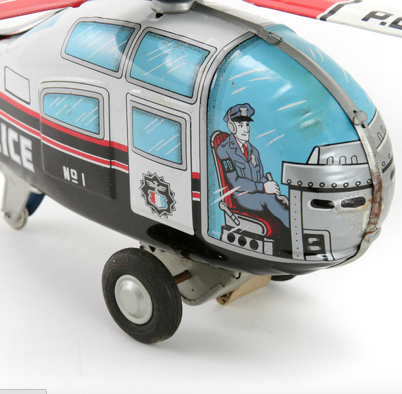 Tin Friction Toy Police Helicopter