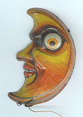 Man in the Moon Tin Pull Toy 1930s