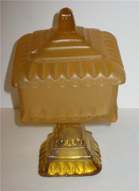 Amber Glass Pillar Candy Dish - Vintage
