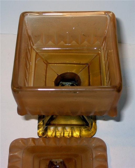 Amber Glass Pillar Candy Dish - Vintage