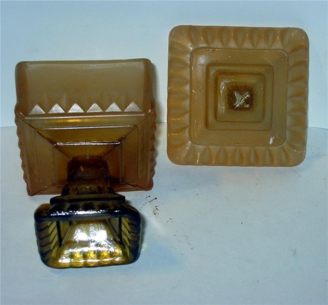 Amber Glass Pillar Candy Dish - Vintage
