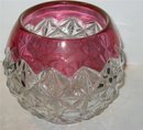 Cranberry Glass Candleholder
