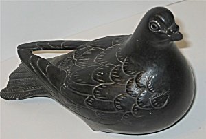 old Ceramic Black Pigeon Bird Statue