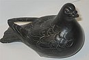 old Ceramic Black Pigeon Bird Statue