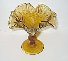 Depression Era Amber Brown Glass Fruit Compote