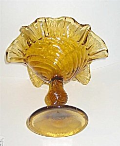 Depression Era Amber Brown Glass Fruit Compote