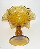 Depression Era Amber Brown Glass Fruit Compote