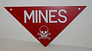 Vietnam War Mines Sign 1960s