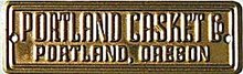 Portland OR Casket Funeral Brass Plaque Signs