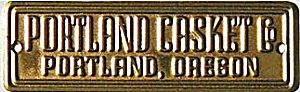 Portland OR Casket Funeral Brass Plaque Signs
