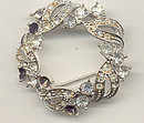 Old Vintage Circular Wreath Rhinestone Pin