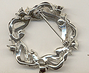 Old Vintage Circular Wreath Rhinestone Pin
