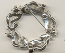 Old Vintage Circular Wreath Rhinestone Pin