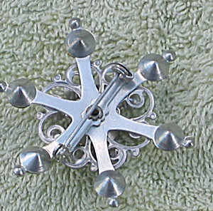Vintage Rhinestone Snowflake Brooch Pin
