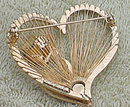 Vintage goldtone costume jewelry Heart Rose Pin