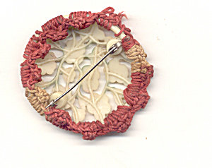 Celluloid Floral Brooch Pin
