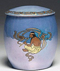 T&V Limoges Biscuit Jar Native American Indian