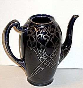 Lenox Cobalt Blue Silver Overlay Coffee Pot