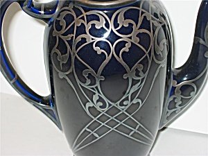 Lenox Cobalt Blue Silver Overlay Coffee Pot