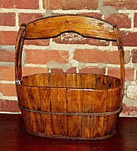 Oval Wooden Well Bucket Garden Planter 1900s