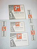 old vintage 7UP Soda Bottle Labels Set