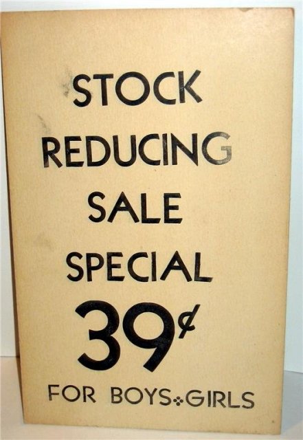 Stock Reduce Store Display Sign