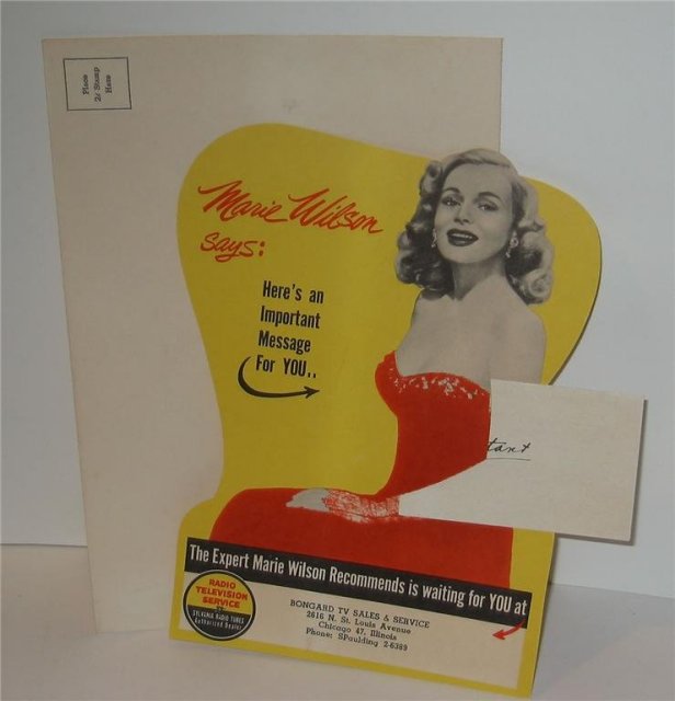 Marie Wilson Sylvania Radio TV Card