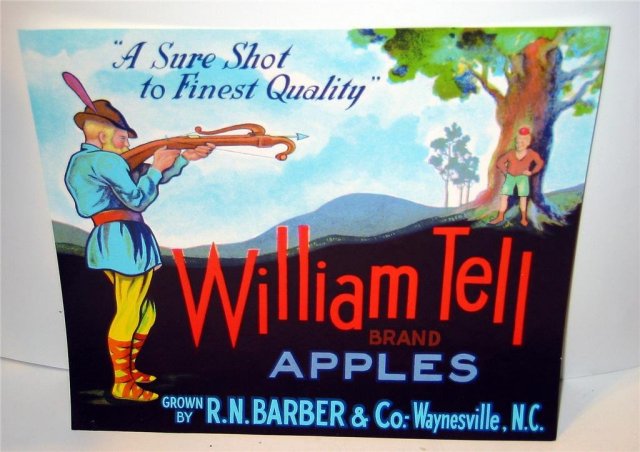William Tell Apple Crate label ~ 1940s