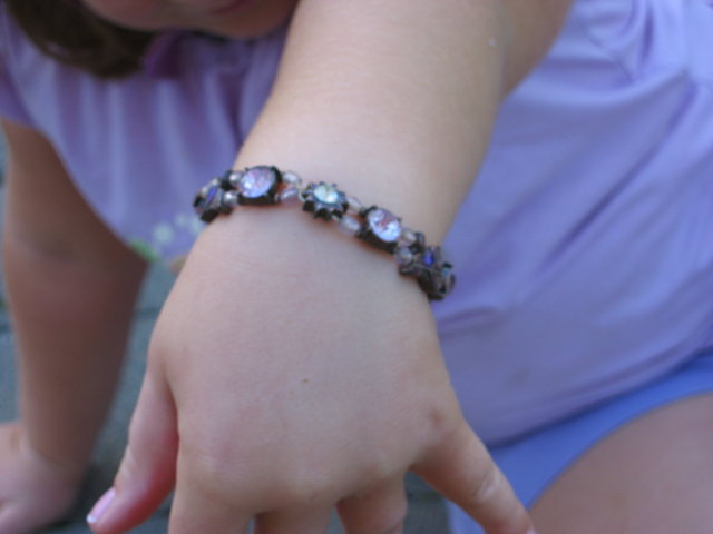 Beaded Lavendar Stone Butterfly bracelet