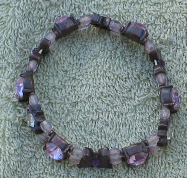 Beaded Lavendar Stone Butterfly bracelet