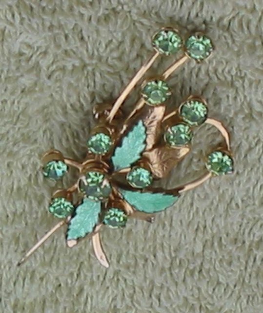 Rhinestone Leaf Brooch Pin
