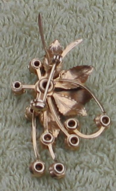 Rhinestone Leaf Brooch Pin
