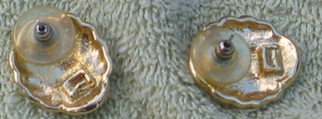 Retro Blue Gold Button Earrings