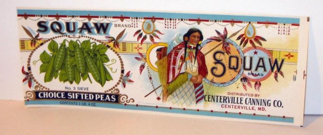 Squaw Sifted Peas Can Label