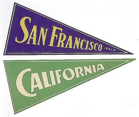 old San FRANSICO ~ CA Pennant Luggage labels