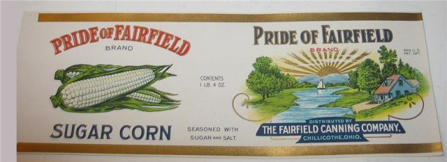 Pride of Fairfield Corn Label