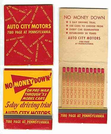 Auto City Matchbooks