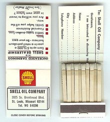 Old Vintage SHELL OIL MATCHBOOK full