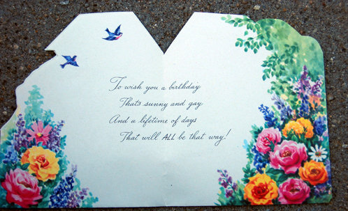old vintage GOLDEN WISHES unused floral card